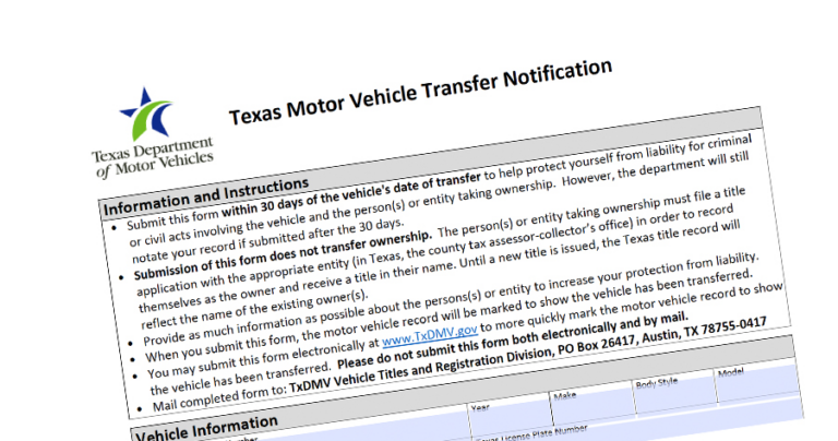 Transferencia de Título de un carro en Texas